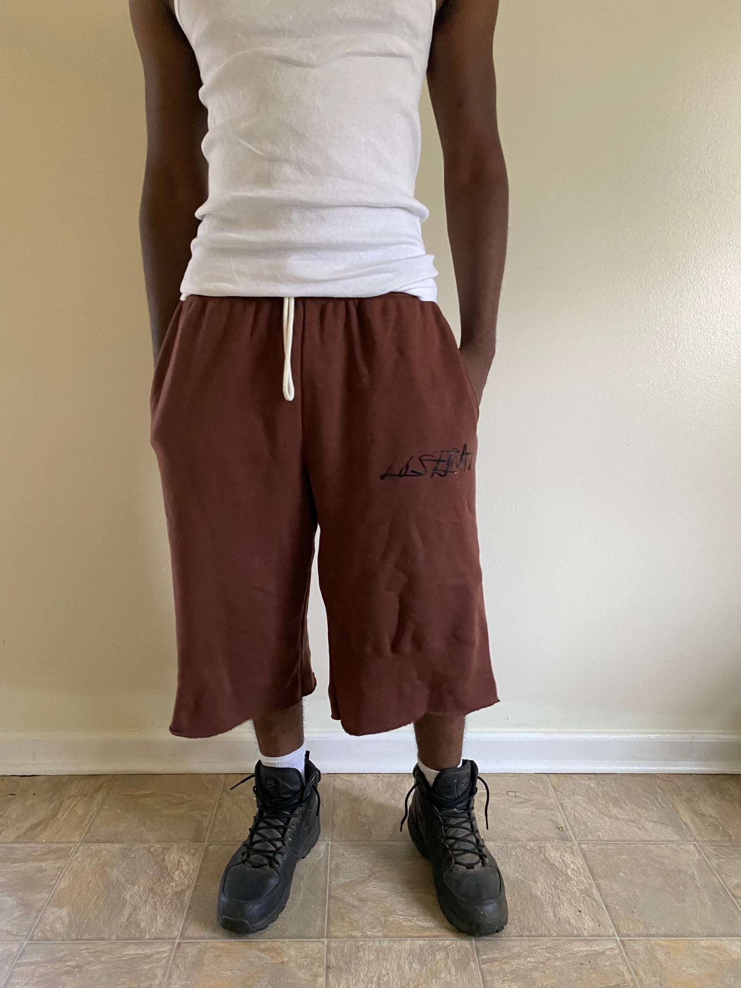 “Christ Cross” Wide Leg Sweat Shorts