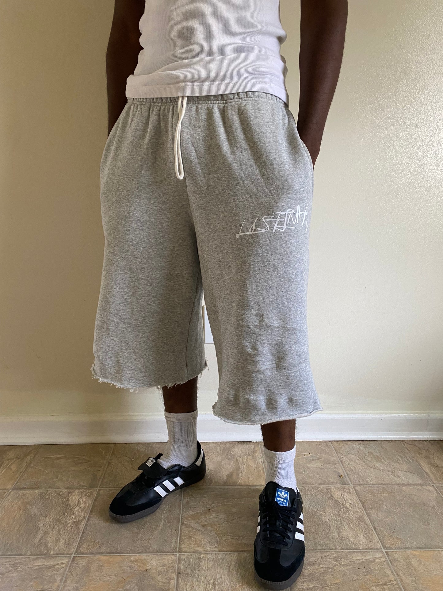 “Christ Cross” Wide Leg Sweat Shorts