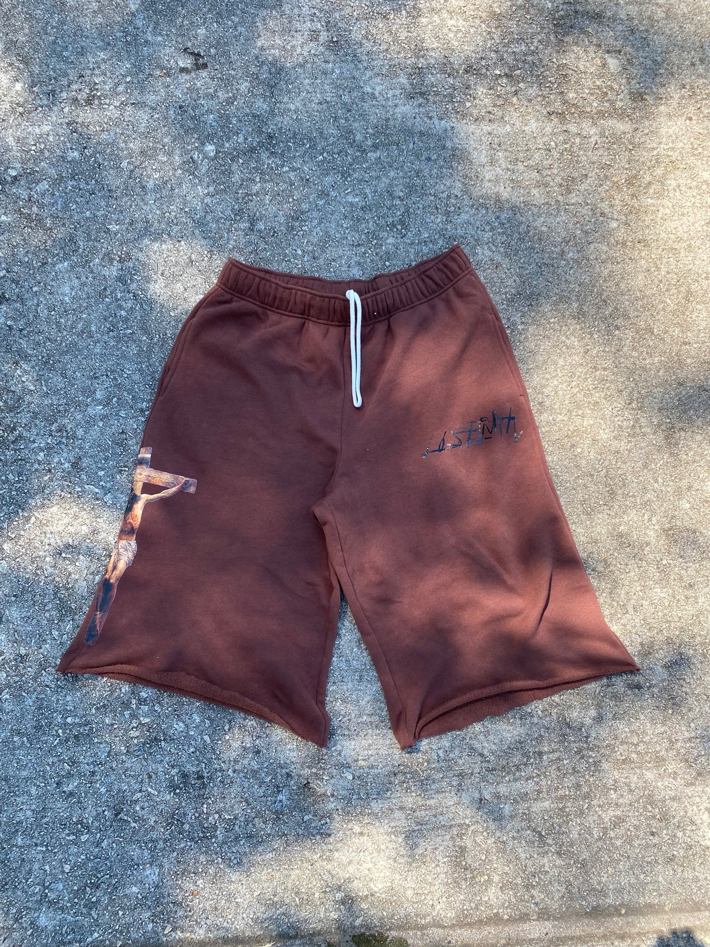 “Christ Cross” Wide Leg Sweat Shorts