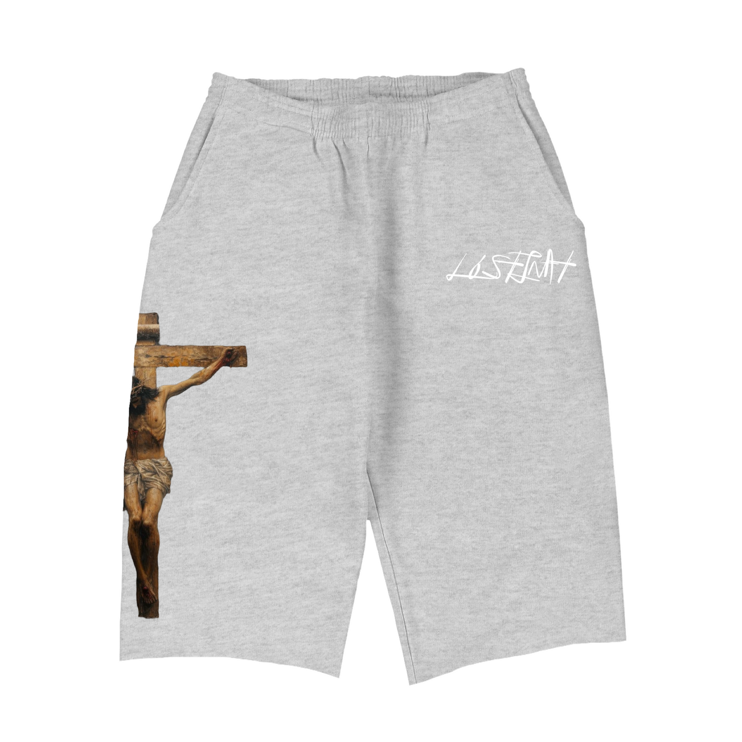 “Christ Cross” Wide Leg Sweat Shorts