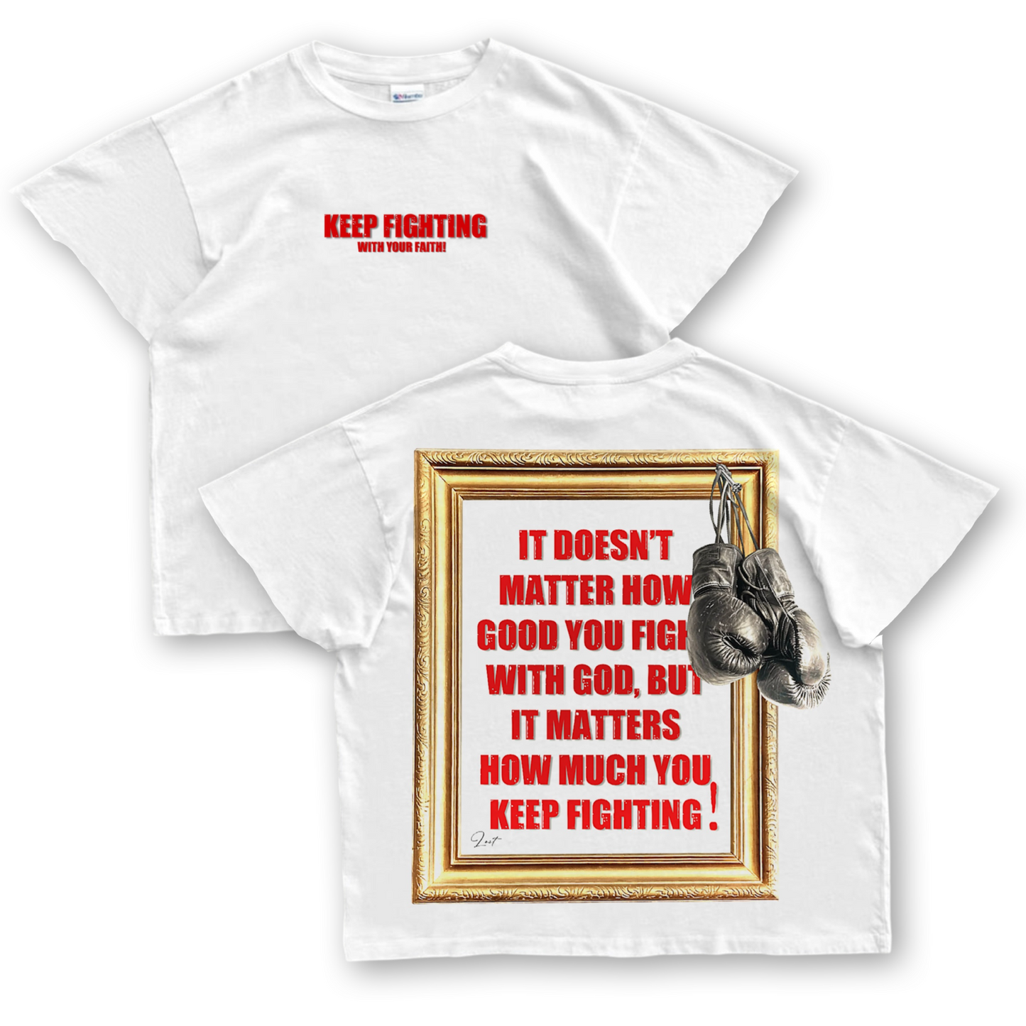 “Keep Fighting” Cut Sleeve Tee